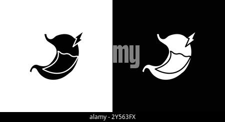 Gastritis icon linear logo mark set collection in black and white Stock Vector