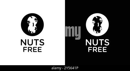 nuts free icon linear logo mark set collection in black and white Stock Vector