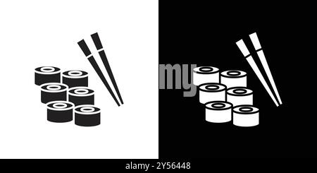 Maki sushi roll icon linear logo mark set collection in black and white Stock Vector