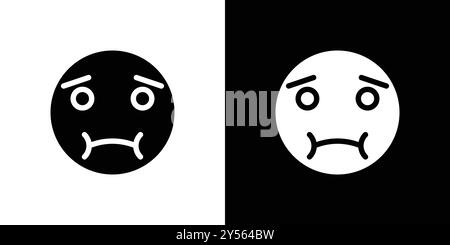 Nauseated emoji icon linear logo mark set collection in black and white Stock Vector