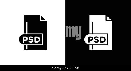 PSD File Format Icon linear logo mark set collection in black and white Stock Vector