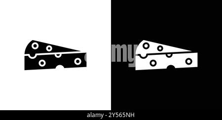 piece of cheese icon linear logo mark set collection in black and white Stock Vector
