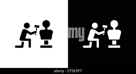 Sculptor icon linear logo mark set collection in black and white Stock Vector