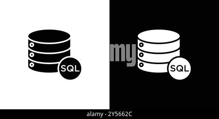 SQL server icon linear logo mark set collection in black and white Stock Vector