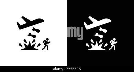 war Refugee icon linear logo mark set collection in black and white Stock Vector