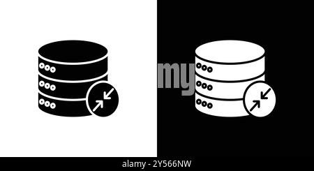 Shrink database icon linear logo mark set collection in black and white Stock Vector