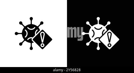 Virus Warning Alert icon linear logo mark set collection in black and white Stock Vector