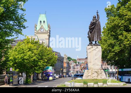 King Alfred the Great Statue Winchester near the Winchester Guildhall on The Broadway Winchester Hampshire England UK GB Europe Stock Photo