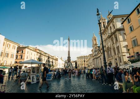 view of Navona Square in Rome, Italy - may 2 2024. High quality photo Stock Photo