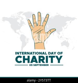 International Day of Charity,  05 September, Charity day design for social media, greeting card, stock illustration, International Day of Charity. Stock Vector