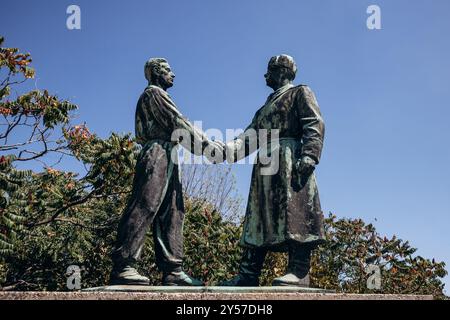 Budapest, Hungary - August 10, 2024: Hungarian-Soviet Friendship Memorial, artist Zsigmond Kisfaludi Strobl, 1956. Memento Park Stock Photo