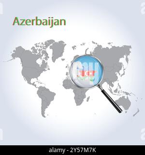 Azerbaijan Magnified Map and Flag, Azerbaijan Enlargement Maps, Vector Art Stock Vector