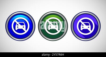 No Parking Icon Button Set Design Illustration Stock Vector