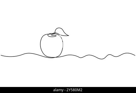 A simple continuous line drawing of an apple on a uniform white background, Continuous one single line art drawing of apples icon organic food vector Stock Vector