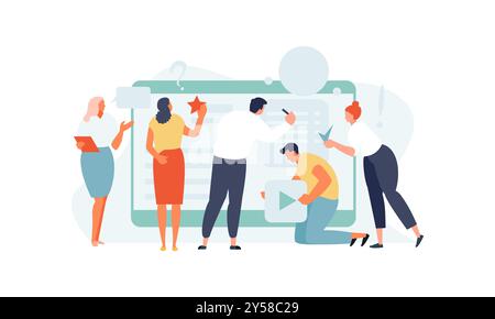 Business people team working together on a project. Collaboration colleagues vector illustration Stock Vector