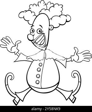 Cartoon illustration of happy circus clown artist coloring page Stock Vector