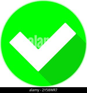 Circle green check mark icon symbol. Flat vector illustration Stock Vector
