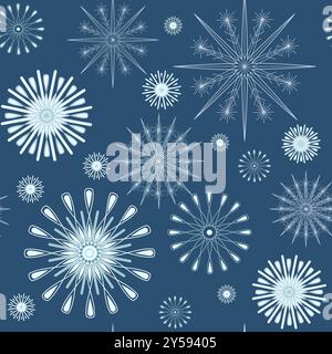 Seamless holiday pattern with snowflakes vector illustration Stock Vector