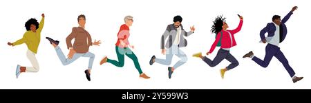 Set of different business people jumping for joy Stock Vector