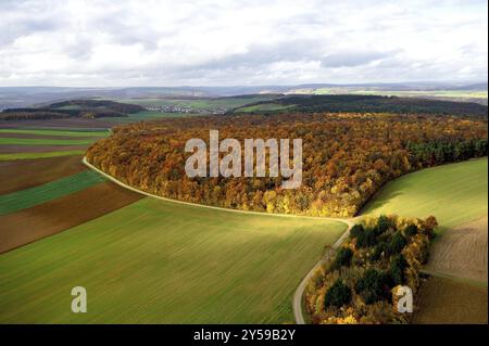 Aerial view of Lower Franconia in autumn Stock Photo