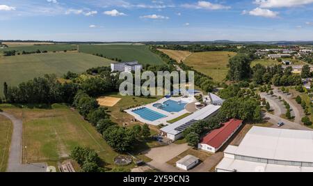 Aerial view over Harzgerode Stock Photo