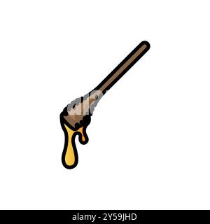 Drops of honey color icon. Beekeeping logo for company. Pulling honey vector icon. Vector illustration. Stock Vector