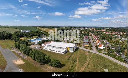 Aerial view over Harzgerode Stock Photo