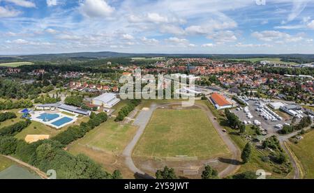 Aerial view over Harzgerode Stock Photo