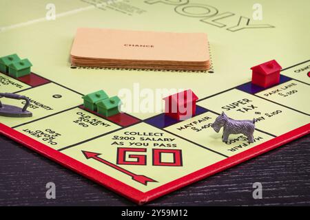 Passing Go on a Monopoly Board Stock Photo