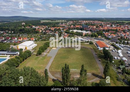 Aerial view over Harzgerode Stock Photo