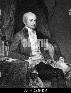 John Jay (1745-1829) on engraving from 1835. American statesman, Patriot, diplomat and first Chief Justice of the Supreme Court. Engraved by A.H.Duran Stock Photo