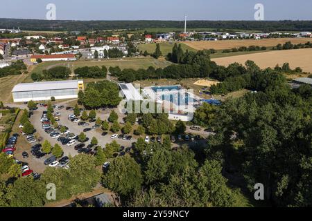 Aerial view over Harzgerode Stock Photo