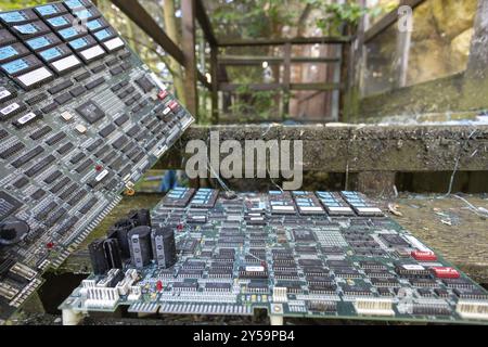 Old mainboard circuit boards Stock Photo