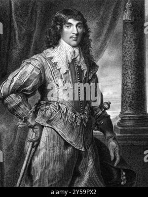 William Hamilton, 2nd Duke of Hamilton (1616-1651) on engraving from 1827. Scottish nobleman. Engraved by W.Freeman and published in Portraits of Illu Stock Photo