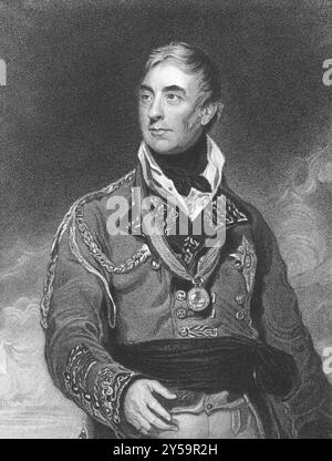 Thomas Graham, 1st Baron Lynedoch (1748-1843) on engraving from the 1800s. Scottish aristocrat, politician and British Army officer. Engraved by H.Mey Stock Photo