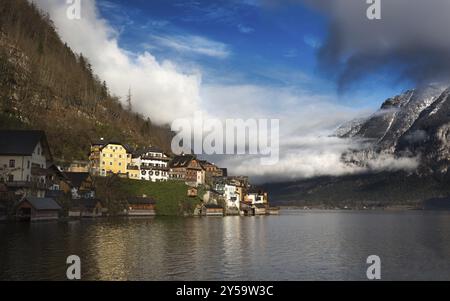 Clouds at Lake Hallstatt, Salzkammergut, Austrian Alps Stock Photo