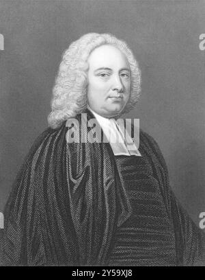 James Bradley (1693-1762) on engraving from the 1800s. English astronomer. Engraved by E.Scriven from a picture by Richardson and published by W.Macke Stock Photo