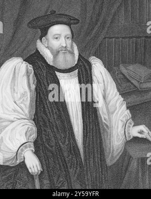 George Abbot (1562-1633) on engraving from the 1800s. English divine and Archbishop of Canterbury. Engraved by W.T.Mote and published by the London Pr Stock Photo