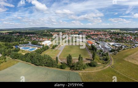 Aerial view over Harzgerode Stock Photo