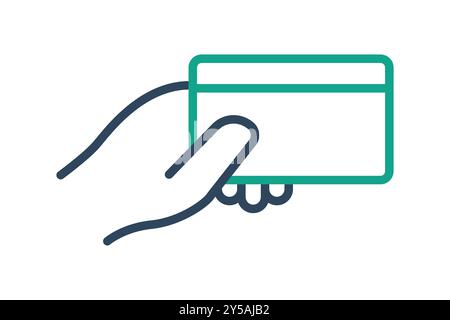 Card payment icon. line icon style. hand holding credit card. icon related to bill and payment. business elements vector illustration Stock Vector