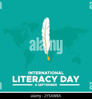 international literacy day, 8 September, literacy day greeting card, editable template, vector file, stock illustration, international literacy day. Stock Vector