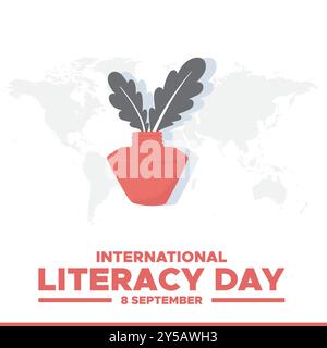 international literacy day, 8 September, literacy day greeting card, editable template, vector file, stock illustration, international literacy day. Stock Vector