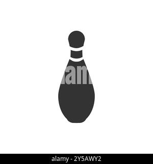 Simple Black Bowling Pin Icon on White Background. Stock Vector