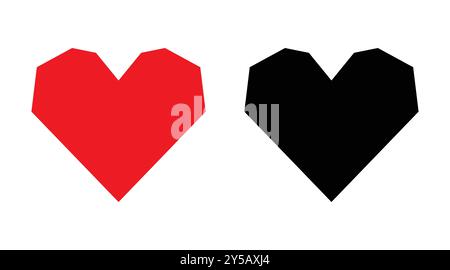 Red and black heart vector icons. Vector hearts for valentine day. Unique heart icons. Heart sign. Stock Vector