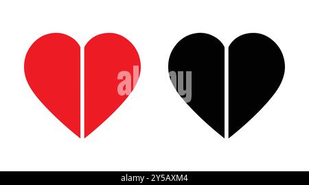 Red and black heart vector icons. Vector hearts for valentine day. Unique heart icons. Heart sign. Stock Vector