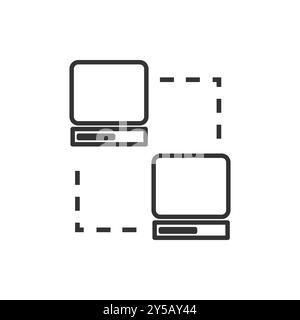 Network Connection Icon with Two Computers. Stock Vector