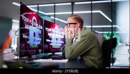 Ransomware Malware Cyber Attack On Business Computer Stock Photo