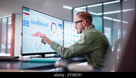Data Analyst Using Data Analytics KPI Dashboard Stock Photo