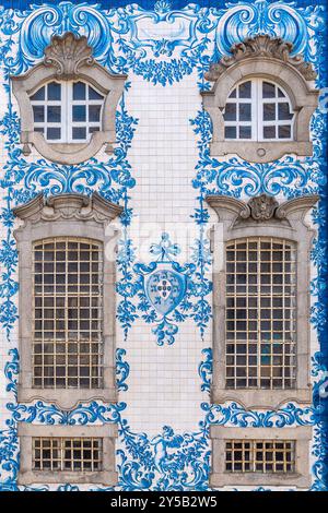 Portugal Porto - Blue and white tiles wall decoration. Stock Photo