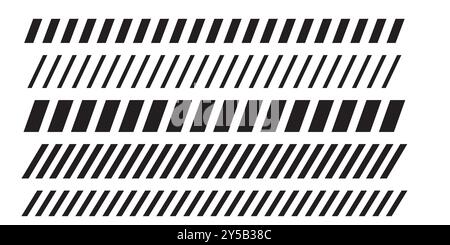 Slash line border, diagonal lines. Divider strip Tilt strip geometric abstract border. Diagonal grid. Geometric dashed tape. Vector illustration Stock Vector